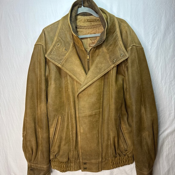 Wilson's Brown Suede Leather Bomber Jacket Thinsulate Insulated Men's XLT Vtg